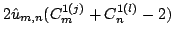 $\displaystyle 2 \hat{u}_{m, n} ( C_m^{1 ( j )} + C_n^{1 ( l )} - 2 )$